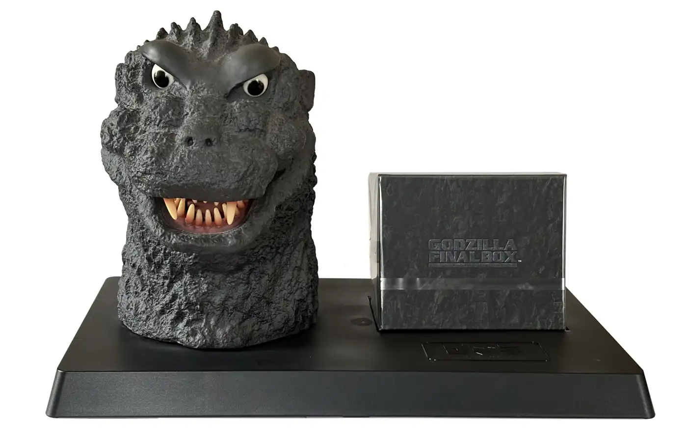 My GODZILLA FINAL BOX with Godzilla Head and DVDs on the base