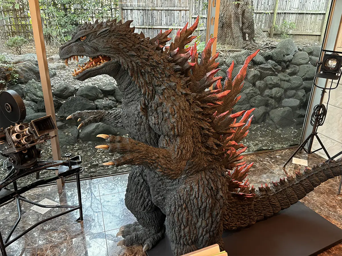 Godzilla 1999 suit at Cafe Donguri in Setagaya Museum