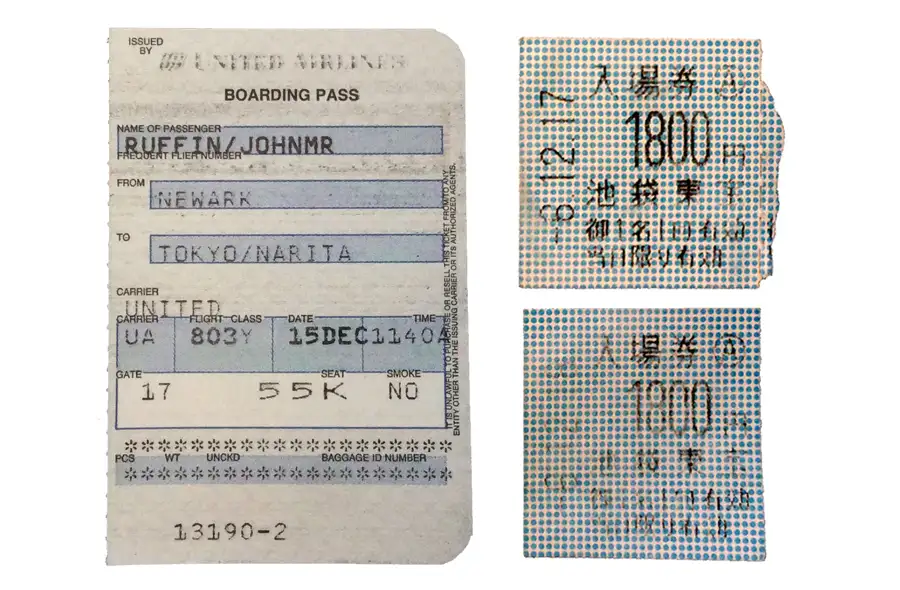My fist ticket to Japan in 1994 along with movie tickets