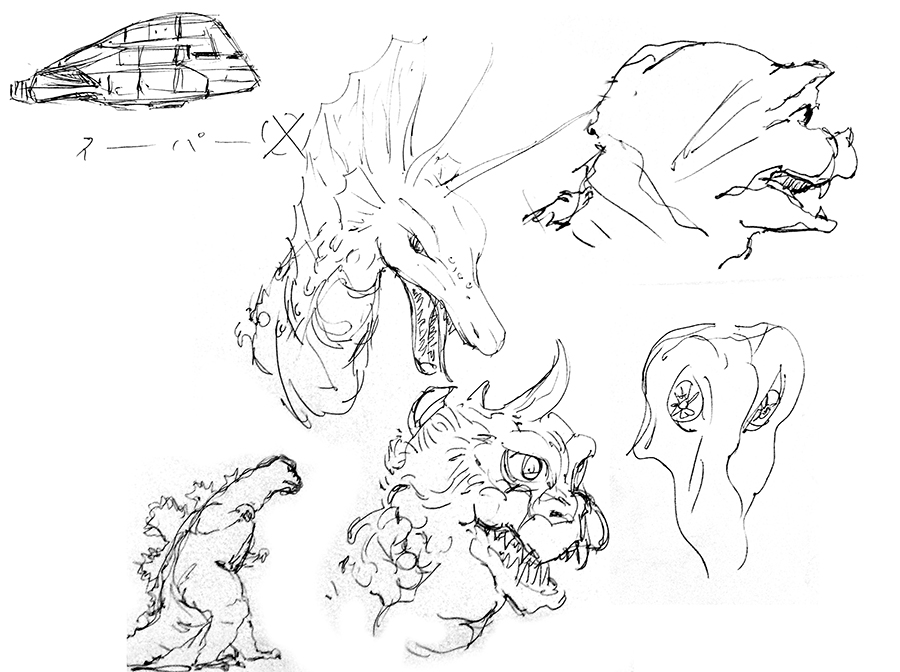 Random Godzilla sketches